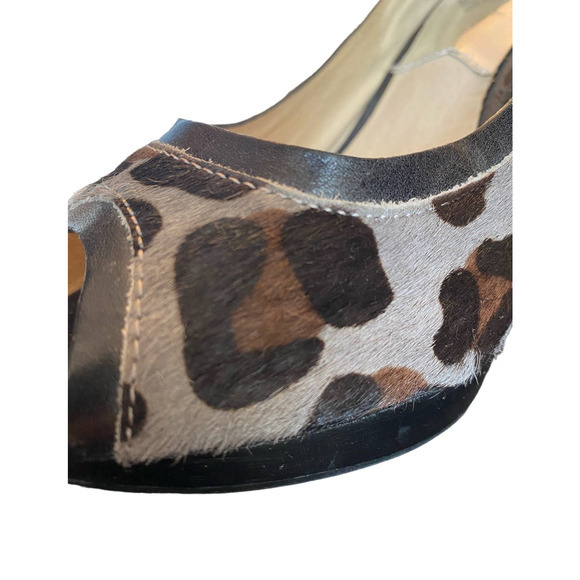 Michael Kors MK Gray Animal Print Calf Hair Peep Toe Platform Heel Pump size 8.5 - Picture 8 of 8
